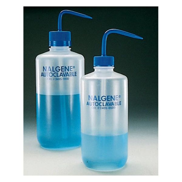 Nalgene Thermo Scientific Spritzflasche, PPCO, 1000 ml autoklavierbar mit blauem PP-Schraubverschluss D. 38 mm, 4 St/Pkg