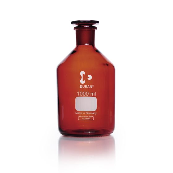 Duran Group Narrow neck bottle, amber glass, NS 29/32, 1000 ml, with glass stopper, 10 pc/PAK