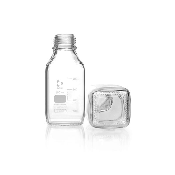 Duran Group DURAN GL 45 Laborglasflasche, vierkant, ohne Kappe und Ausgießring, 500 ml, 10 St/Pkg