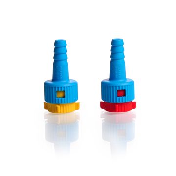 Duran Group KECK-Adapter KA, komplett, gelb, von Glasgewinde GL 14 zu Kunststoffolive 4,5 mm, 10 St/Pkg