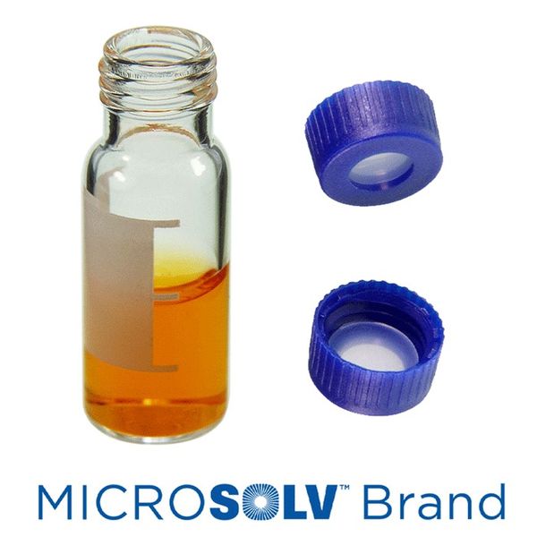 Microsolv EPP Vial, PP clear, 2 ml, Screw Cap blue with Sil/TEF Septa, Write-on Patch, LC clean, 100 pc/PAK