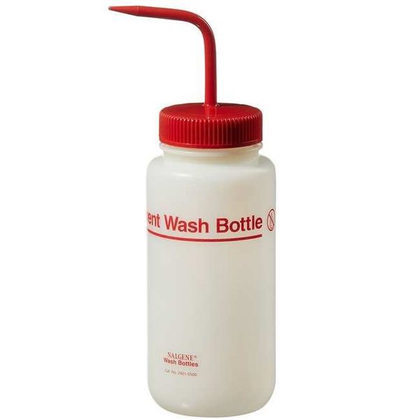 Nalgene Thermo Scientific Wide Mouth Wash Bottle, Fluorinated, HDPE, 500 ml, with red Screw Cap 53 mm, 24 pc/PAK