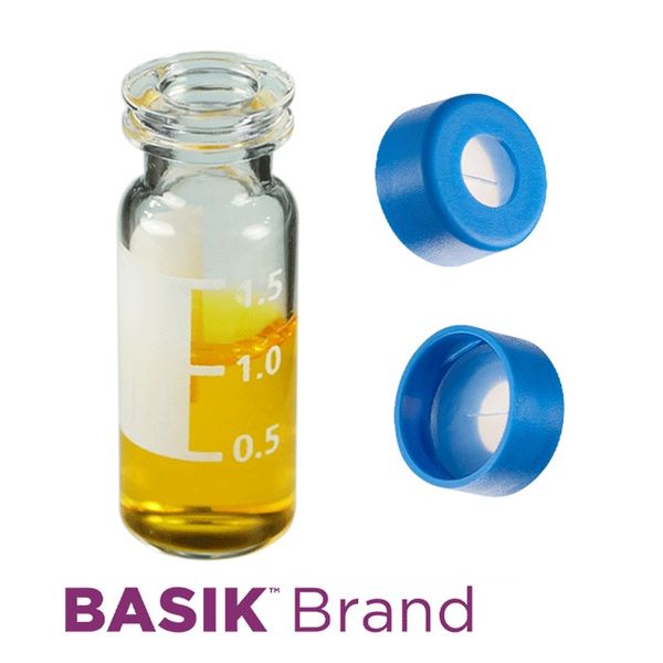 Microsolv EPP Vial, clear, 2 ml, Snap Cap blue with AQR Sil/PTFE Septa slit, Write-on Patch, Project Triage, 100 pc/PAK