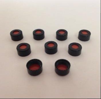 Ohio Valley Black 11 mm Robotic Cap w/PTFE/Red Rubber Liner, Bulk Bag, 1000/PAK