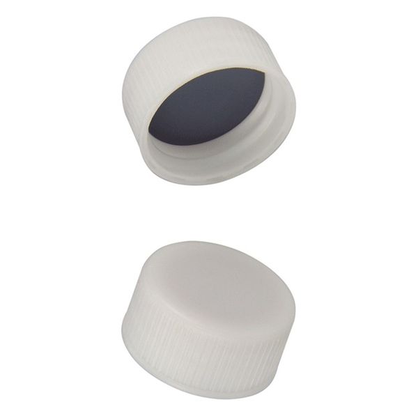 Microsolv Screw Cap white, 24 mm, EPA-Style, with red Rubber/grey PTFE Liner, Closed Top, 100 pc/PAK