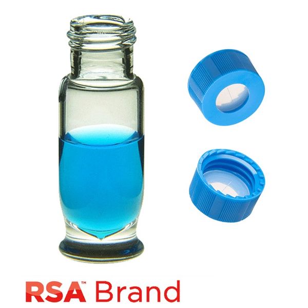 Microsolv Fläschchen & Kappen-Kit inkl. 100 1,8ml Maximum Recovery, Schraubkappe, klares RSA Autosampler Fläschchen & 100 hellblaue Schraubkappen mit 