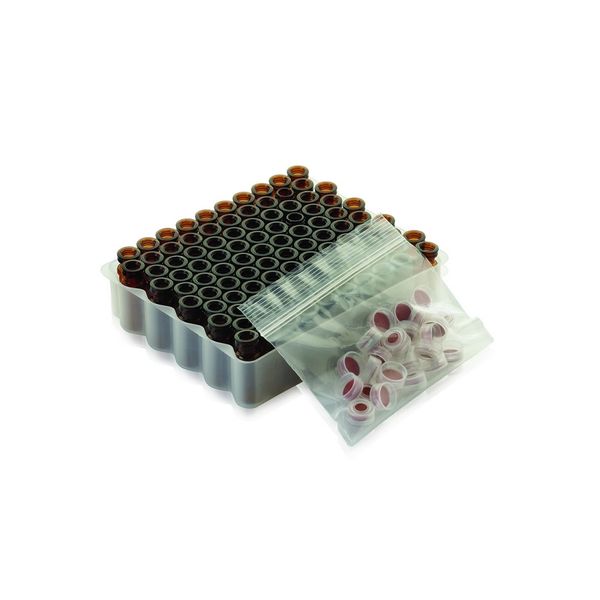 DWK Wheaton 1,8 ml E-Z Fläschchen, 12 x 32 mm, braun, Schnappverschluss natur und PTFE-Gummi-Einlage, 100 St/Pkg
