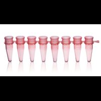 Strips of 8 PCR tubes, PP, 0,2 ml, BIO-CERT PCR-Q, pink, without cap, 125 pc/PAK