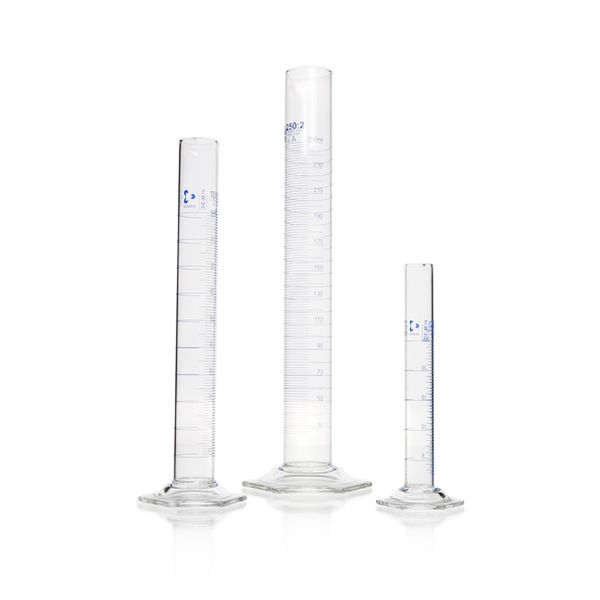 Duran Group Messzylinder, Glas, 2000 ml, blaue Graduierung, hohe Form, Kl. A, mit Chargenzertifikat