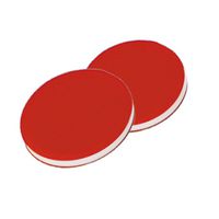 Product Image of Septa, ND13, 12 mm diameter, PTFE red/silicone white/PTFE red, 45° shore A, 1,0mm, 10 x 100 pc