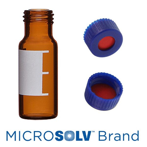 Microsolv EPP Vial, PP amber, 2 ml, Screw Cap blue with fitted PTFE/Sil/PTFE Septa, Write-on Patch, 100 pc/PAK
