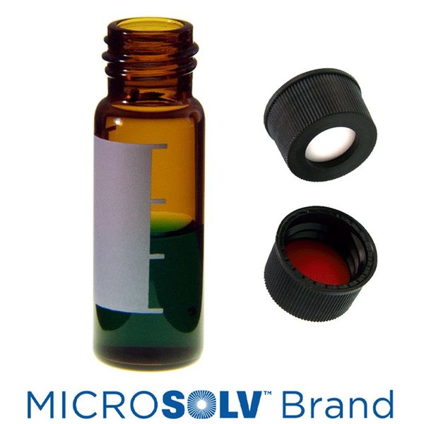 Microsolv EPP Vial, amber, 4 ml, Screw Cap black with SIL/PTFE Septa, Write-On Patch, 100 pc/PAK