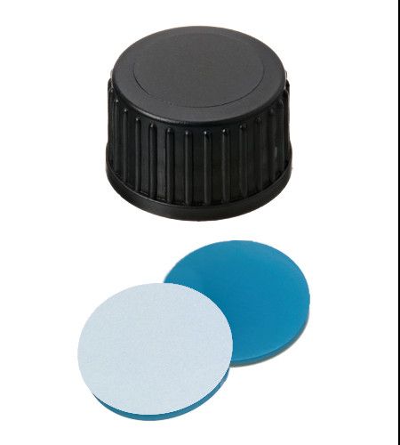 Altmann Analytik Schraubkappe, ND18 PP, geschlossen, 1,7 mm, Si blau transp./PTFE weiß, schwarz, 10x100/PAK