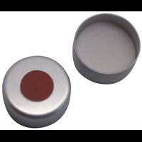 Product Image of Bördelkappe, ND11 Alu, farblos lack. + Loch, RedRubber/PTFE beige, 1000/Pkg, geprüfte Instrumentenhersteller-Qualität, 1,0 mm