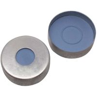 Product Image of 20 mm Magnetische Bördelkappe, silber lackiert, mit 8 mm Loch, FormSeptum Butyl, grau, 55° shore A, 3 mm, 1000 St/Pkg