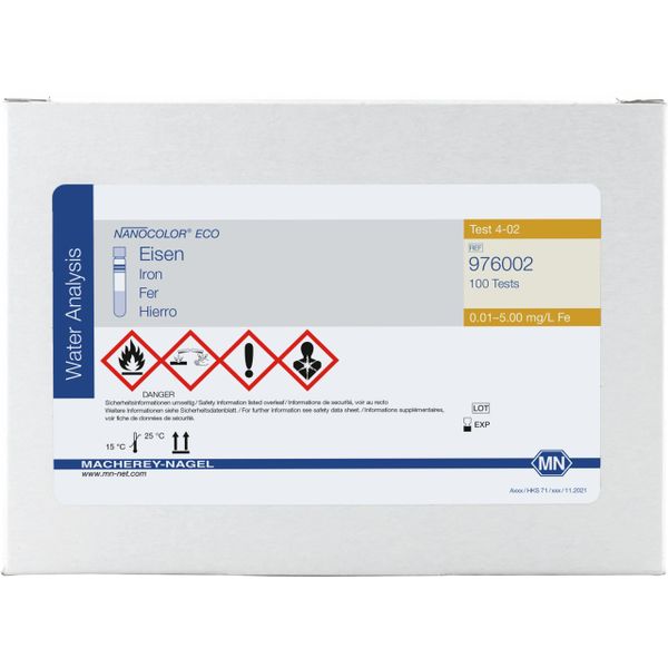 Macherey-Nagel Rundküvettentest NANOCOLOR ECO Eisen, Messbereich: 0,01 - 5,00 mg/L Fe, für 100 Bestimmungen