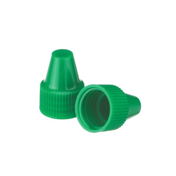 DWK Wheaton Green PP cap, for dropper bottle tip 13 mm and 6 ml dropper bottles, size 13-425, 1000 pc/PAK
