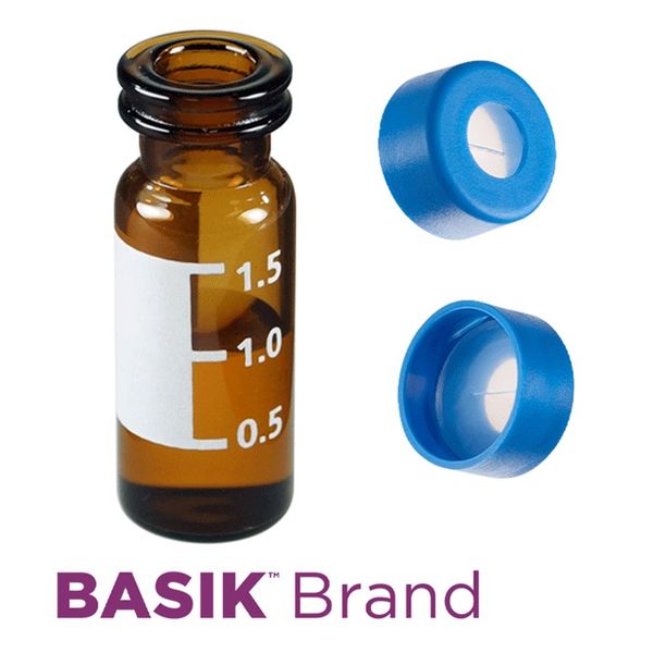 Microsolv EPP Vial, amber, 2 ml, Snap Cap blue with AQR Sil/PTFE Septa slit, Write-on Patch, Project Triage, 100 pc/PAK