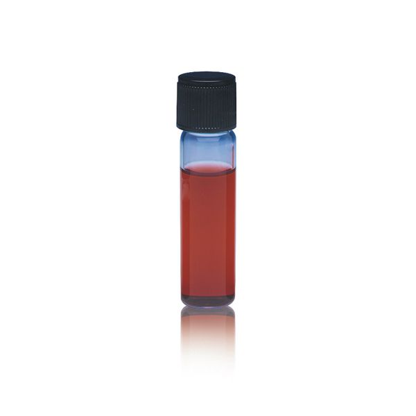 DWK Wheaton Culture vial, 8ml, clear, 17 x 70 mm, 15-415, black PF cap, without hole, rubber insert, 144 pc/PAK