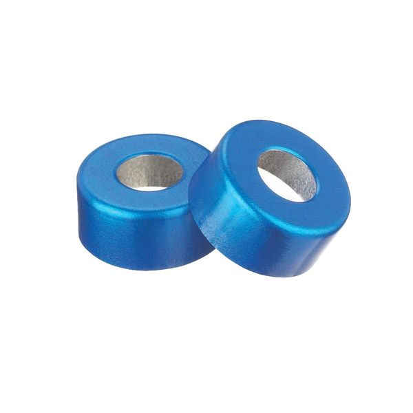 DWK Wheaton Aluminiumkappe, blau, mit Loch, ohne Einlage, 13 mm AD, 1000 St/Pkg