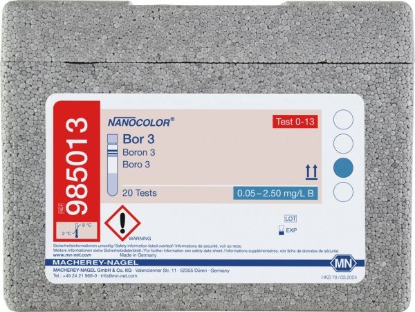 Macherey-Nagel Rundküvettentest NANOCOLOR Bor 3, 20 Tests, Messbereich: 0,05 – 2,50 mg/L B