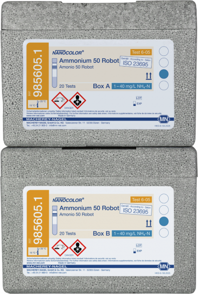 Macherey-Nagel NANOCOLOR Ammonium 50, zur Auswertung auf Skalar Robotern Rundküvettentest mit Barcode und vordosiertem Zusatzreagenz, 20 Bestimmungen
