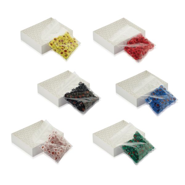 DWK Wheaton 1,8 ml Fläschchen, klar, 12 x 32 mm, Boro, Kappe schwarz und Septum PTFE blau/Silikon weiß, 100 St/Pkg