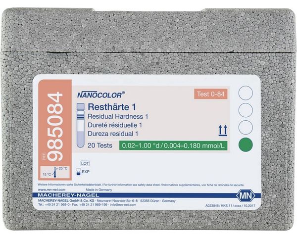 Macherey-Nagel Rundküvettentest NANOCOLOR Resthärte 1, mit Barcode, Pack a 20 Bestimmungen