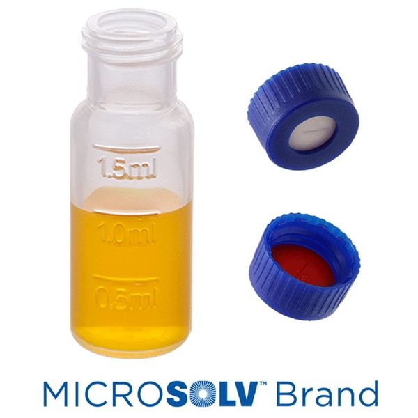 Microsolv EPP Vial, PP clear, 2 ml, Screw Cap blue with bonded Rubber/PTFE Septa slit, 100 pc/PAK