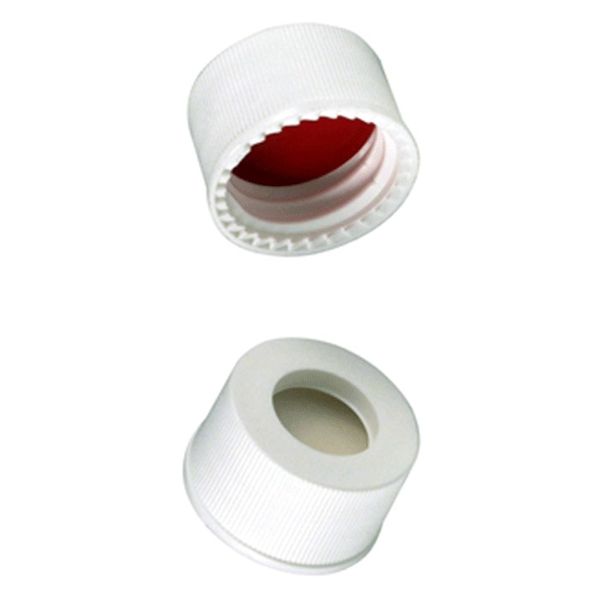 Microsolv Screw Cap white, 13 mm, with white Sil/red PTFE Fitted Septa, 100 pc/PAK