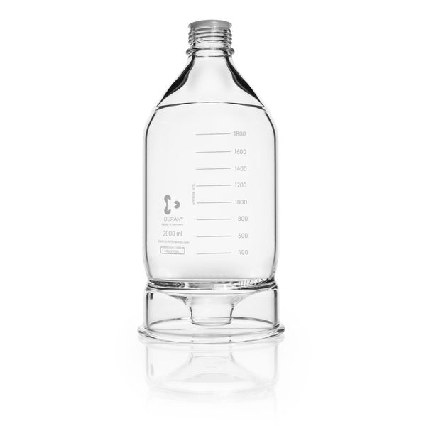 SCAT HPLC Reservoir Bottle DURAN, GL45, Clear Glass, 2000 ml, Round, Cap and Pouring Ring