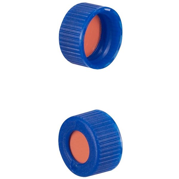 Microsolv Screw Cap blue, 9 mm, with natural Sil/clear TFE Fitted Septa Ribbed, 1000 pc/PAK