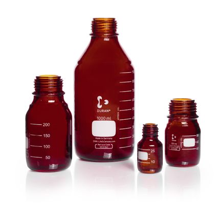 Duran Group DURAN GL 25 Laborglasflasche, protect, braun, ohne Schraubverschluss, Ausgießring, 25 ml, 10 St/Pkg