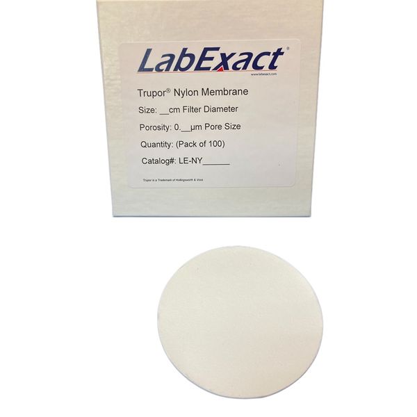 I.W. Tremont LabExact Membranfilter, Trupor Nylon natürlich hydrophil, 0.45 μm, 90 mm, schneller Durchfluss, 100 St/Pkg