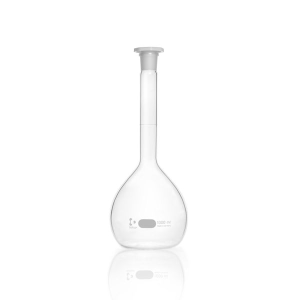 Duran Group Volumetric flask, clear, SJ 24/29, 1000 ml, PE stopper, 2 pc/PAK