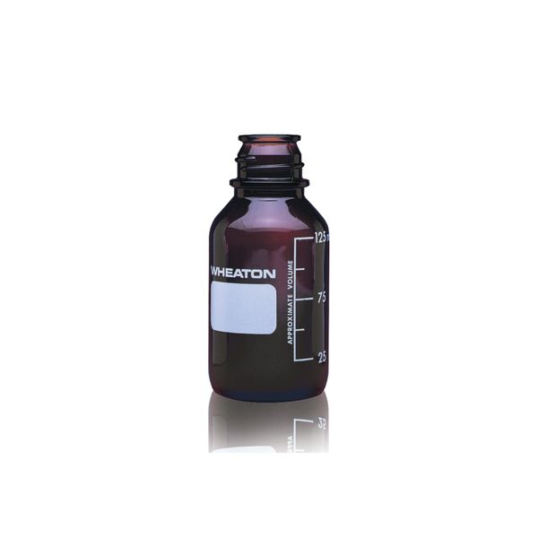 DWK Wheaton Media bottle, 125ml, brown, Boro, graduated, without 33-430 screw cap, 48 pc/PAK