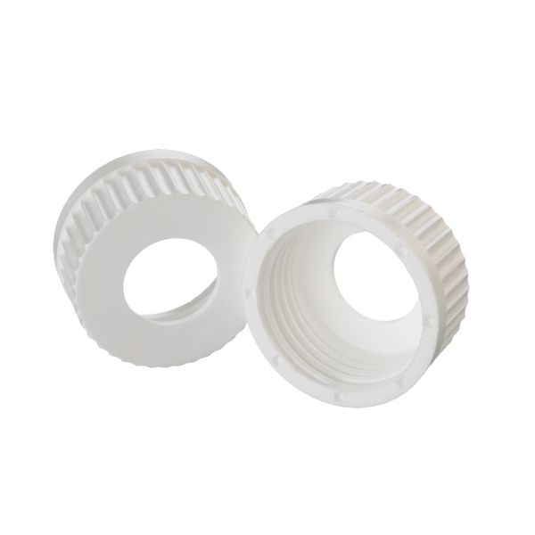 DWK Wheaton Schraubkappe, PP, weiß, mit Loch, ohne Dichtring, für WHEATON Lab 45 Medienflasche 45 mm, 12 St/Pkg