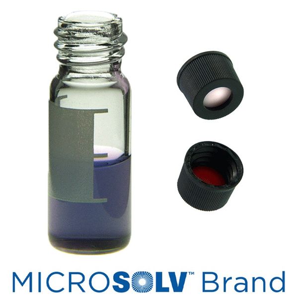 Microsolv EPP Vial, clear, 2 ml, Wide Mouth, Screw Caps with Sil/PTFE Septa, Write-On patch, 100 pc/PAK