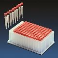 Altmann Analytik DW-Blockriplate,PP,0,35ml DW Mik.Eins., 42,5x6mm, Kl.,17mm Sp.,9mm PE Kap.,1,9mm,rot, Si we/PTFE rot