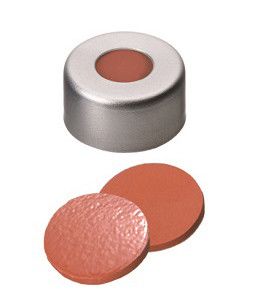 Altmann Analytik ND11 Verschluss: Alu Bördelkappe, farbl. lack. + Loch, Naturkaut. rot-orange/TEF transp., 1,0mm, 60° shore A, 1000/PAK