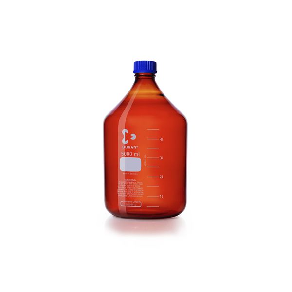 Duran Group DURAN GL 45 Laboratory glass bottle, amber, with screw cap and pouring ring (PP), 5000 ml