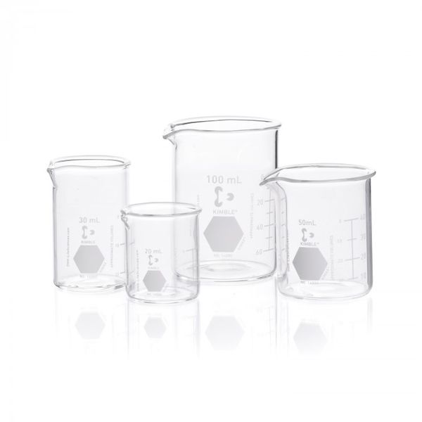 DWK Kimble Griffin-Becher, niedrige Form, weiß graduiert, 1500 ml, 16 St/Pkg