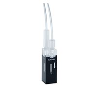 Product Image of Flow-Through Cell 3in1, Type 176.761-QS, HP Quartz Glass, WL 200-2500 nm, Pathlength 5x2.5 mm, (HxW) 11x2.5/11x4 mm, Centerheight 15 mm, 140 µl, FEP tubing set, for fluorescence measurements