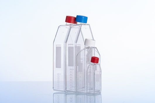 Greiner Bio-One Cell Culture Bottle, 550 ml, PS, 175 cm2, low Form, with Screw Cap blue, Advanced TC, sterile, 10 x 5 pc/PAK