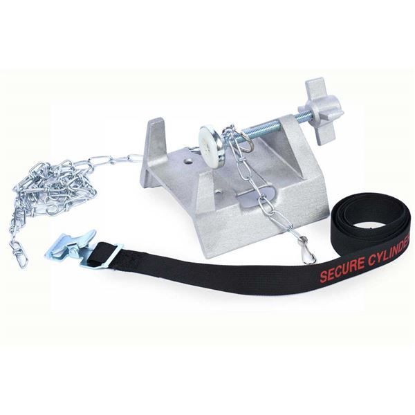 Ohaus Gasflaschenfixierung 716M,Kette,CLR-716M, Tischklemme für Gasflaschen mit Zylindersicherung und Kette, 83x133x165mm