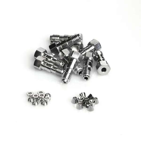 Altmann Analytik Extra lange Edelstahl-Schraubfittings mit Fittingsschrauben, vorderen und hinteren Ferrulen, 10 St/Pkg