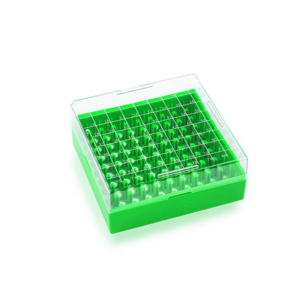DWK Wheaton KeepIT-81 grüne Gefrierbox, Kunststoff, für 81 kryogene Fläschchen mit Außengewinde, 130x130x52mm, 10 St/Pkg