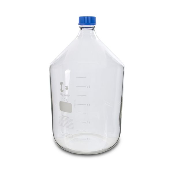 SCAT Enghalsflasche DURAN Borosilikatglas, GL45, 10000 ml, rund, klar, mit Kappe und Ausgießring