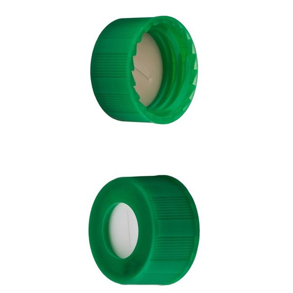 Microsolv Screw Cap green, 9 mm, with white Sil/natural PTFE Preslit Fitted Septa Ribbed, 1000 pc/PAK