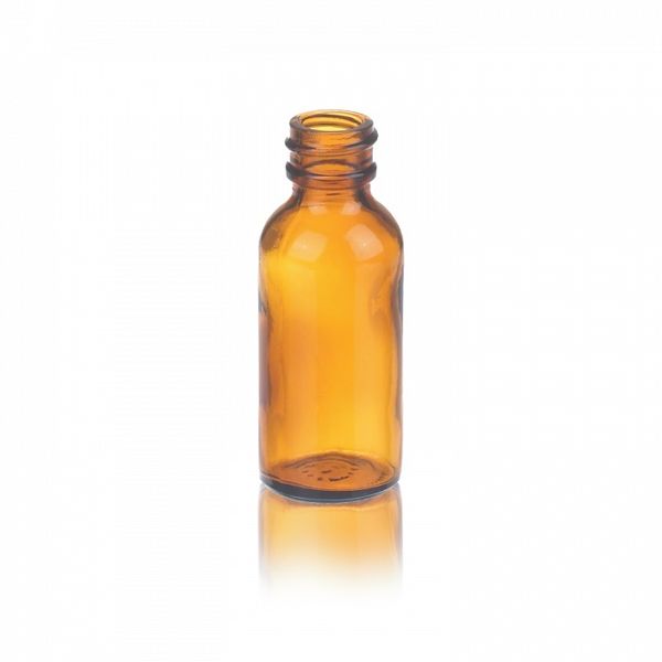 DWK Wheaton Rundflasche Boston, braun, AR-Glas, 4oz, ohne Schraubkappe, PP, weiß, 22-400 mit PV-Einlage, 48 x 112 mm, 160 St/Pkg